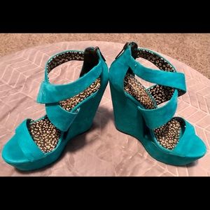 Jessica Simpson Wedge Platform Turquoise Heels